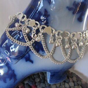 Ankle Bracelet Silver Heart Jewelry Lucky Shamrocks Bellydancing Anklet Silver
